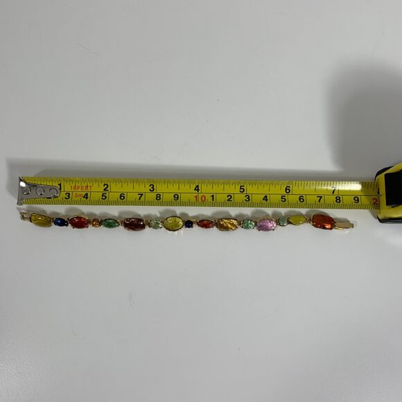 Liz Claiborne Fall Colors Foiled Gold Tone Bracelet w/ Secure Clasp 7.25" - Picture 4 of 4